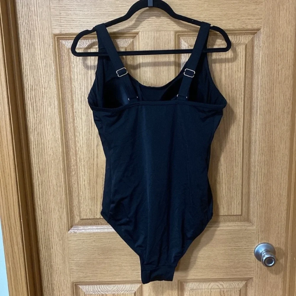 New Fringe Trim Ruched Black One Piece Swimsuits For All Plus Size 16_3